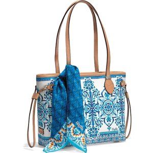 Brighton Brielle Scarf Tote Blue-White